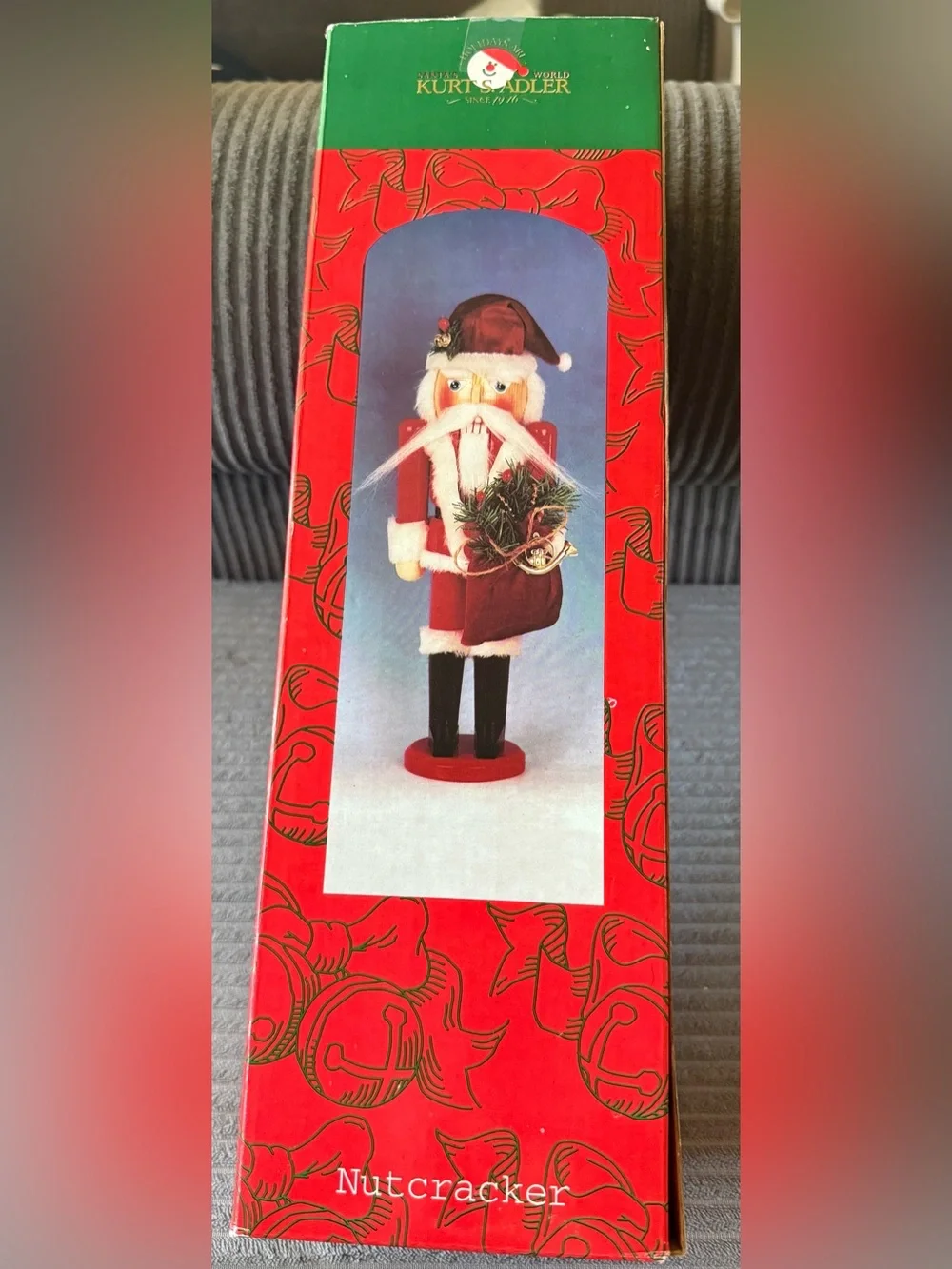 Vintage Kurt Adler Red Santa Nutcracker Christmas with Velvet Sack w Box